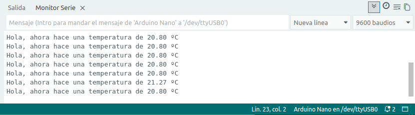 Monitor serie con la temperatura Monitor serie con la temperatura