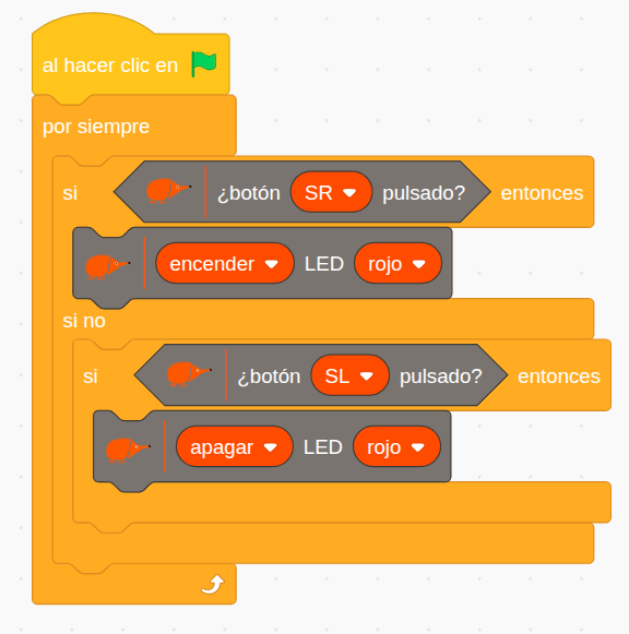 Bloques programación pulsadores
