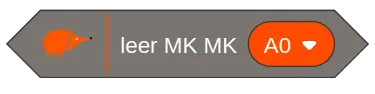 Bloque de EchidnaML «leer MK MK A0», con un desplegable para elegir la entrada.
