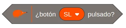 Bloque de EchidnaML «¿botón SL pulsado?», con un desplegable para elegir el pulsador.